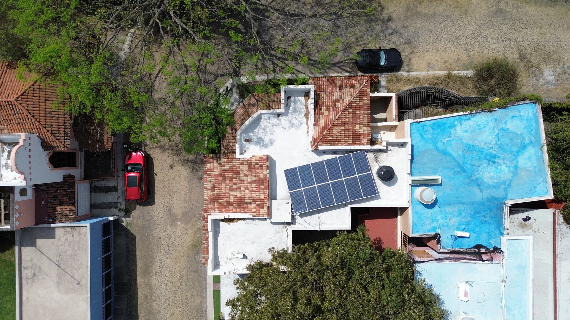 Paneles solares, vista cenital